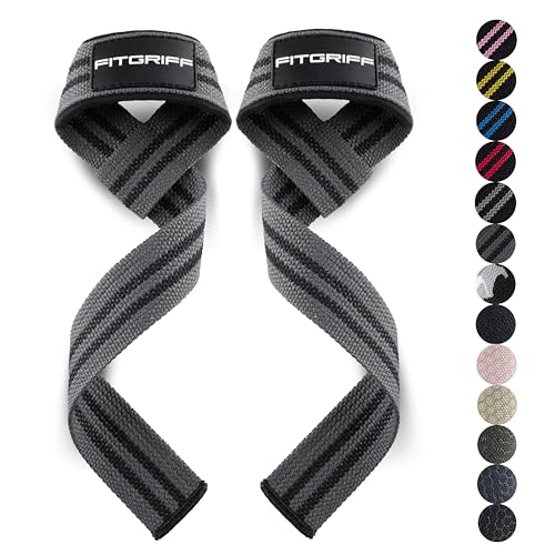 Fitgriff® Lifting Wrist Straps for Weightlifting, Gym, Deadlift, Workout (Made of Premium Cotton & Padded) - Men & Women - color: Grey, size: Standard (above 6.3' Wrist)