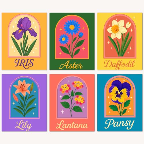 Bougimal 6 Pack Paint by Numbers Kit for Beginners, 11" W x 14" L Flower 2 DIY Acrylic Paint Set on Canvas Without Frame in Box, Kids Paint by Numbers Kits for Home Decor & Birthday Gift - color: Flower 2, size: 11" W x 14"L