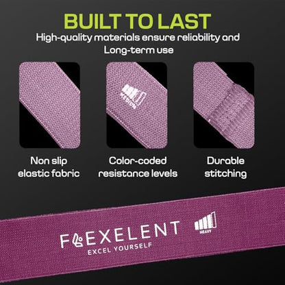Flexelent Pink Squat Wedge Block & Fabric Resistance Bands Bundle - Heel Elevated Squat Wedge for Weight Lifting with Short Fabric Exercise Bands for Legs, Glutes, and Strength Training
