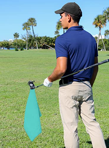 Magnetic Golf Towels for Golf Bags with Clip & Ultra Strong Magnet - Waffle Weave Microfiber Towel for Secure Hold on Bags & Carts - Ideal Club Cleaner & Accessories - Aqua - color: Aqua