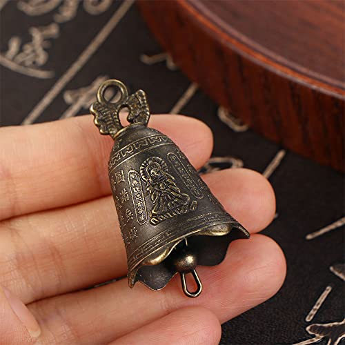 Vctitil 6 Pcs Buddhist Supplies Set-Mini Brass Sakyamuni Buddha Ornament,Heart Sutra Bell,Brass Bell,Buddhist Cylindrical Box,for Car Pendant,Home Decor