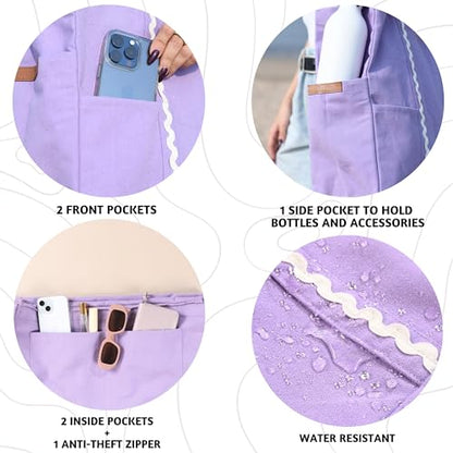Folkulture Beach Tote Bags For Women, Beach Must Haves 2026-18x15 Inch | Waterproof,Sandproof, Large Tote Bags for Women, Swimming Pool, Beach Essentials, Simple Modern Pool Bag, Bolsos Para Mujeres - color: Lavendar
