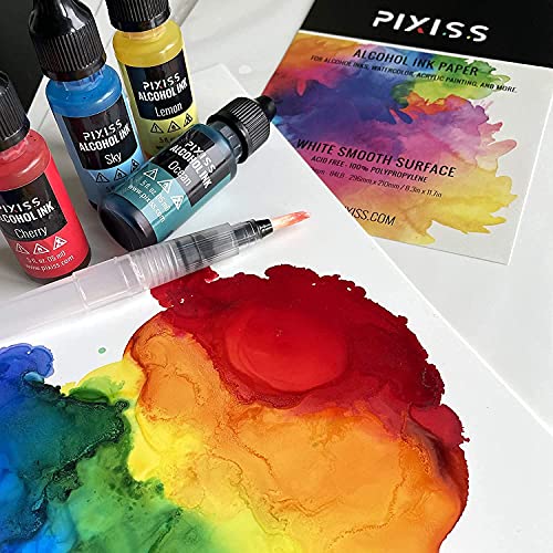 Alcohol Ink Paper & Watercolor Paper - 25 Sheets of 5x7 White Alcohol Ink Paper (127x178mm) 300gsm - Hand Blower for Alcohol Ink - Alcohol Ink Supplies