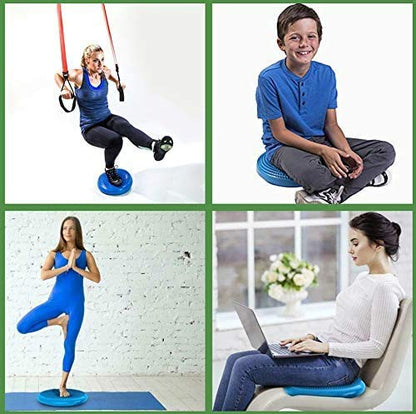 Inflated Stability Wobble Cushion, Yoga Balance Wiggle Seat Pad Disc for Pain Relief, Pelvic Floor Recovery, Rehabilitation Training - color: Blue