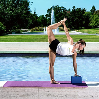 ProsourceFit Foam Yoga Blocks, High Density EVA Yoga Bricks 4”x 6” x 9” (Set of 2) - color: Blue