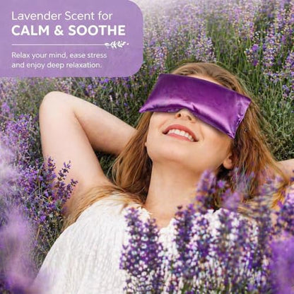 Lavender Eye Pillow for Relaxation, Yoga, Sleeping, Weighted Eye Mask Heated for Headache, Sinus, Dry Eye Relief, Moist Heat Eyes Compress, Meditation Accessories with Aromatherapy, Pack of 6