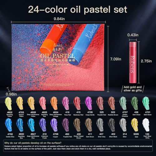 rubens Artist Metallic Oil Pastels of 26 Colors, Soft Oil pastels for Artists & Beginners - color: 26 Artist Metallic Colors