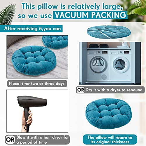Jerify Aquamarine 4 Pcs Large Floor Pillow Cushion,Round 22 x 22 | Round Square Flexible Seating Floor Meditation Pillow for Classroom Adult Picnic Party Learning Daycare School Reading Corner - color: Aquamarine, size: Round 22 x 22