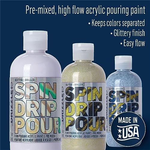 FolkArt Drizzle Disco Dust Glitter Pre-Mixed Fluid Acrylic Pouring Paint, 9 fl oz Premium Paint Perfect for Indoor & Outdoor Arts and Crafts Projects, 61839