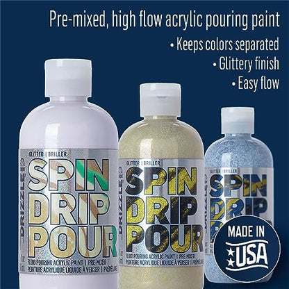 FolkArt Drizzle Opal Crush Glitter Pre-Mixed Fluid Acrylic Pouring Paint, 9 fl oz Premium Paint Perfect for Indoor & Outdoor Arts and Crafts Projects, 61838