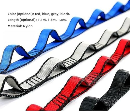 2pcs safety daisy chain, multi-ring adjustable nylon strap rope yoga pilates stretch band - color: Black, size: Length：1.1m