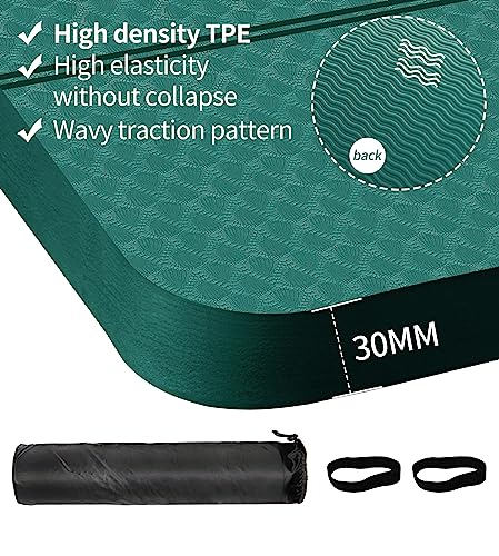 nuveti Large Exercise Mat - 15mm/20mm/30mm Thick Yoga Mat | Workout Mat for Fitness, Yoga, Pilates, Stretching & Floor Exercises for Women & Men with Free Carrying Bag - color: DarkGreen, size: 183X80X30MM