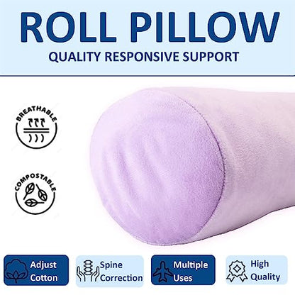 Neck Roll Pillow,Cervical Neck Pillow Bolster Pillow for Sleeping - color: Purple 81