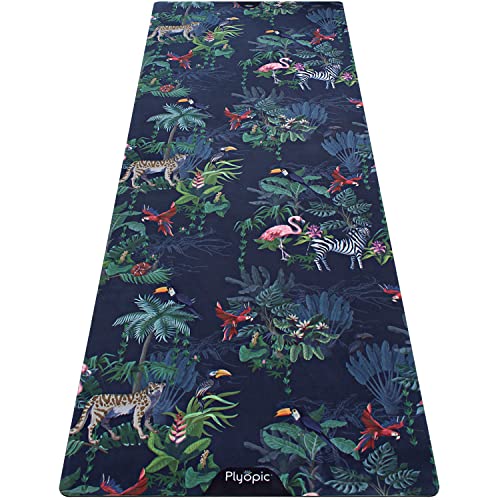 Plyopic All In One Yoga Mat | Luxury Sweat-Grip Mat/Towel Combo | Ideal for Yoga, Hot Yoga, Bikram, Pilates, Workout & Exercise | Eco-Friendly Natural Rubber - color: Jungle