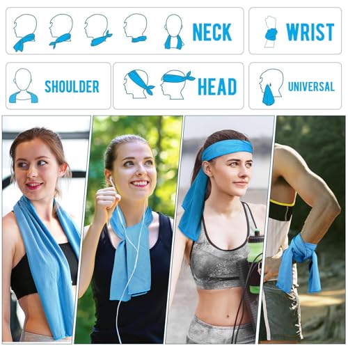 MENOLY 20 Pack Cooling Towels, 40"x12" Cooling Towels for Neck and Face with Breathable Carrying Bags,Soft Microfiber Instant Cooling Rags, Gym Workout Sweat Towel for Sports, Yoga, Camping, Running - size: 20 Pack