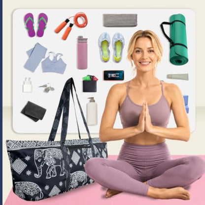 Yoga Mat Bag Yoga Tote Bag with Large Waterproof Zipper Pocket and Drawstring Pocket Yoga Mat Bag Carrier Fit Most Size Mats and All You Stuff - color: navy blue