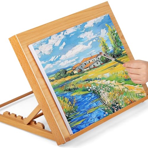 5-Position Tabletop Easel, Adjustable Angle Drafting Table Easel Drawing and Sketching Board, 18 1/2 Inches by 14 1/8 Inches - size: Large