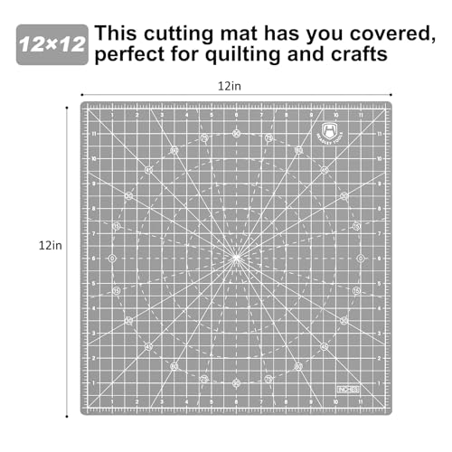 12"x12" Rotating Cutting Mat, Self Healing Mat with 360-Degree Rotation & Anti-Slip Base, Sewing Board Cutting Mat Perfect for Fabric Quilting Leather Hobby Project, Grey - color: Gray, size: 12"L x 12"W