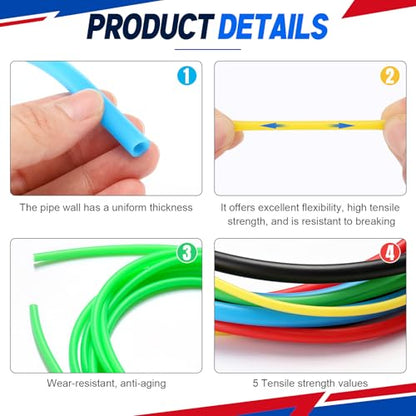 5 Roll 50ft Resistance Tubes Exercise Bands Tubing TPE Latex-Free Progressive Resistance 5 Levels 3/3.7/4.6/5.8/7.3 Lbs Tubing for Home, Gym Workouts Stretching, Yoga, Strength Training