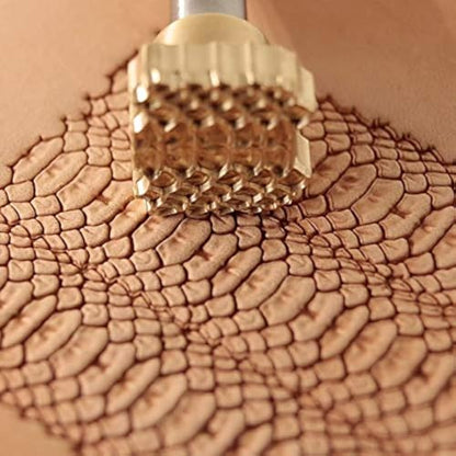 DandS ltd Snake Leather Stamp Tool, Professional Steel Craft Tool for Leatherworking, Embossing, Carving & Stamping Leather Projects, Belts Wallets & DIY Projects Compatible with Mallet #395 - color: Snake skin 0.7" x 0.7"