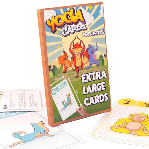 Extra Large Yoga Cards for Kids, Ages 5+, 44 Giant Animal Poses & Breathing