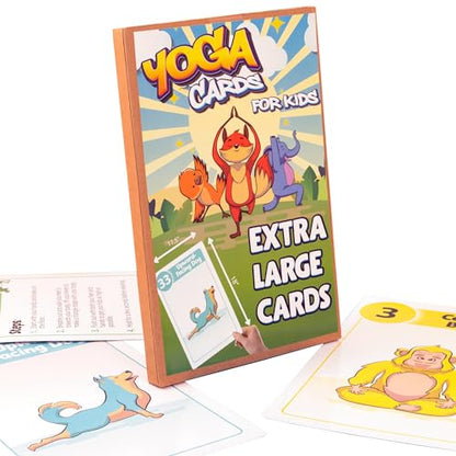 Extra Large Yoga Cards for Kids, Ages 5+, 44 Giant Animal Poses & Breathing