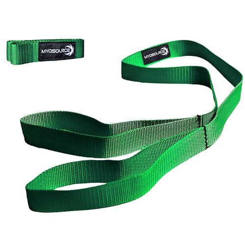 Myosource Kinetic Bands Cheerleading Flexibility Stunt Strap - Improve Stretching and Stunts for Cheer Dance Gymnastics & Physical Therapy – Stocking Stuffers Present for Kids Girls Adults - 12 Colors - color: Emerald
