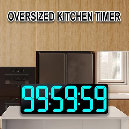 TXL 17.2" Bluetooth Digital Wall Clock with Seconds, Large Countdown Timer for Classroom Home Gym Kitchen Office, Alarm Clock with Remote Control, 4 Dimmable Brightness, Auto DST (Ice Blue) - color: Ice Blue