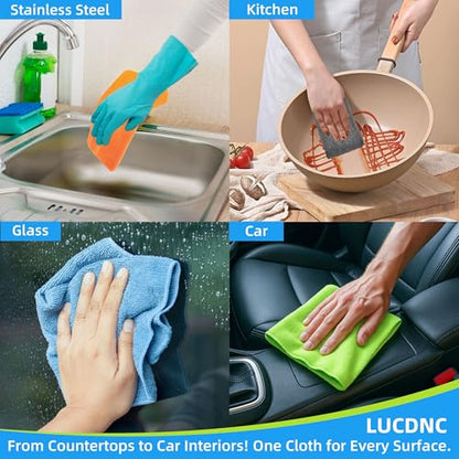 lucdnc Microfiber Cleaning Cloths 16 Pack 8 Colors 11.5"x11.5"