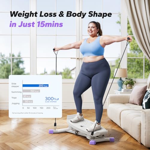 MERACH Balance Board for Adults, Rocking Stepper with Resistance Bands - color: White&Pink