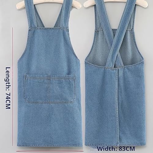 Adult Cross Back Apron, Stain Resistant Cotton Apron with Pockets ﻿ | Denim Cross Back Aprons, Cotton Apron Suitable for Gardens and Kitchens, with Pockets for Easy Carrying of Tools - color: D