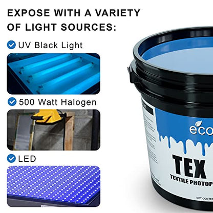 Ecotex® Tex-Blue Pre-Sensitized Screen Printing Emulsion, Photo Emulsion,Pt | Premixed And Pre-Sensitized Photo Emulsion - No Diazo Needed, Compatible With Plastisol And UV Ink, 12 Month Shelf Life - Pt - size: Pint - 16 oz.