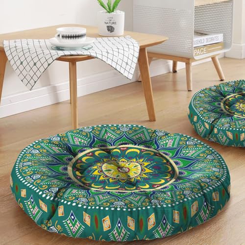 Mandala Meditation Cushion, Boho Meditation Mat, Meditation Pillows for Sitting on Floor, Cushions for Sitting in Home and Outdoor, Round Floor Pillows Cushion Seating for Yoga Accessories 22'' X 22'' - color: 07.mandala Meditation Cushion-2, size: 22x22