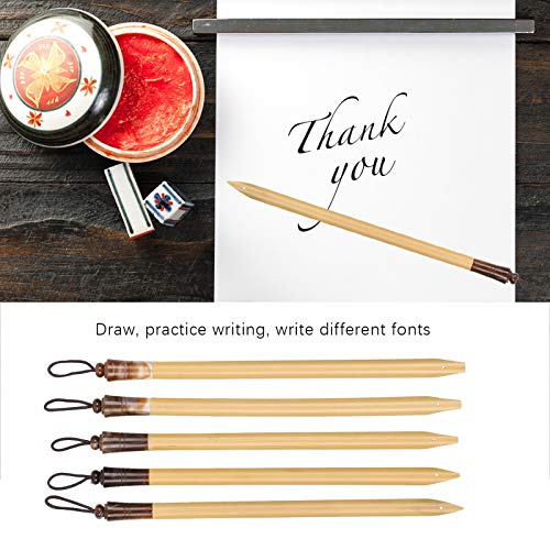 AYNEFY Comic Dip Pen Set, 5Pcs Wooden Handle Calligraphy Dip Pen Set with 5 Nibs Artist Cartoon Pen Set Cartoon Painting Tool Manga Dip Pen Signature Pen (Bamboo Tip Set) - size: Natural Bamboo Tip Set