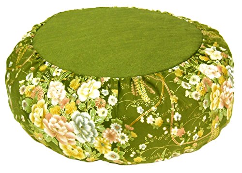 Meditation Cushion Zafu Pillow Japanese Kimono Silk Green - color: Green