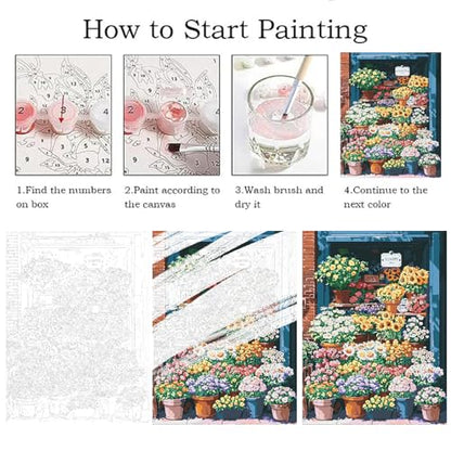 ZRIZQ Paint by Numbers Kit for Adults Beginners,Floral DIY Painting Set,Relaxing Creative Craft Activity,16x20 Inch-Flowers 16 - color: 16"X20"Rolled Canvas(Frameless)-Flowers 16