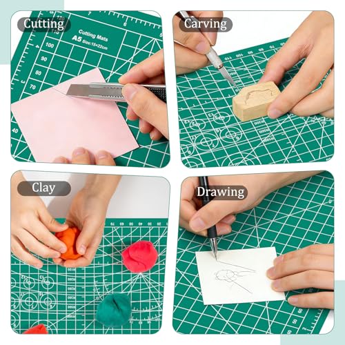 A5 Cutting Mat,8in x 6in Small Self Healing Sewing Mat Rotary Cutting Mat Double Sided Thickened Craft Cutting Board for Hobby Fabric Precision Sewing Modeling Quilting Projects,Green - color: Green, size: 8.7"L x 5.9"W