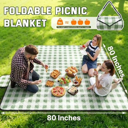 TigeJoy Extra Large Picnic Blanket Waterproof Beach Blanket 60''x60'' - color: Green, size: 5' x 5' (Rectangular)