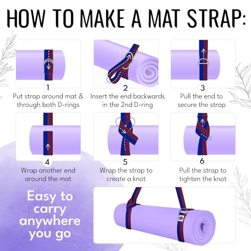 TECEUM 2 IN 1 Yoga & Mat Strap for Stretching – Cotton – 6/8/10 ft - color: Juicy Fig, size: 6 ft