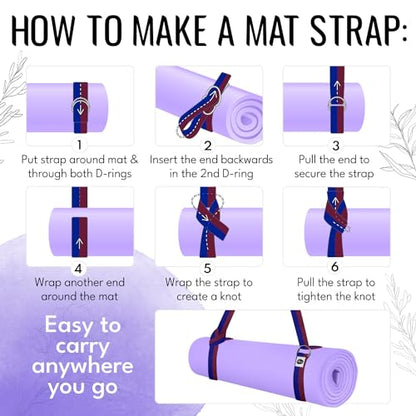 TECEUM 2 IN 1 Yoga & Mat Strap for Stretching – Cotton – 6/8/10 ft - color: Juicy Fig, size: 6 ft