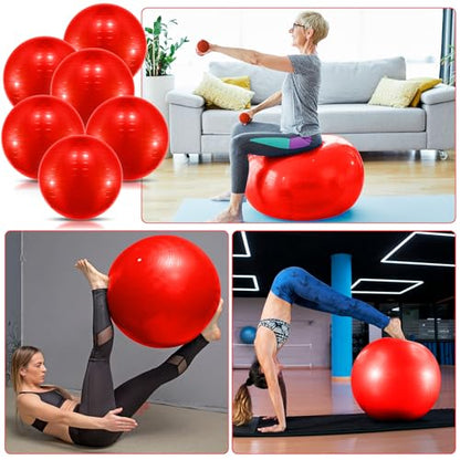 Jexine 6 Pcs Yoga Ball Exercise Ball - color: Red, size: 25.59 Inch