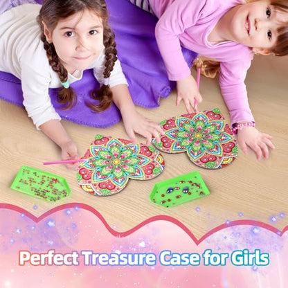 Diakud Arts and Crafts Activities Diamond Gem Art Kit for Kids Ages 8-12 | Jewellery Box Toys for 7 8 9 10 11 12 13 Year Old Girls Boys Gifts Birthday Presents Gift Ideas for Teen Girl 8-10 Years Old - color: flower