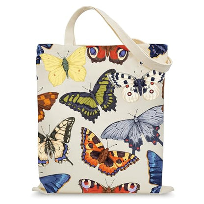 Aesthetic Canvas Tote Bag for Women with Inner Pocket - color: Butterfly-02