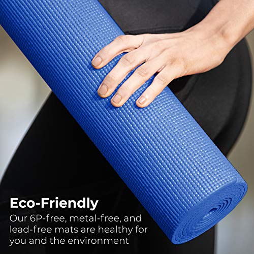 Bulk Yoga Mats, 10 Pack, 4mm Thick, 68x24in | Bulk Non Slip Exercise Mats for Workout, Stretching, Fitness - Wholesale Non Toxic Gym Mats for Home, Schools and Studios - color: Blue