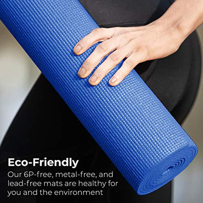 Bulk Yoga Mats, 10 Pack, 4mm Thick, 68x24in - color: Blue
