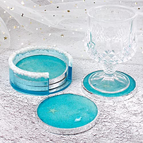 RESINWORLD Resin Coaster Molds Set, Upgrade 10 pcs Silicone Coaster Molds Kit Storage Box Mold for Resin Casting, Square Round Coaster Epoxy Molds