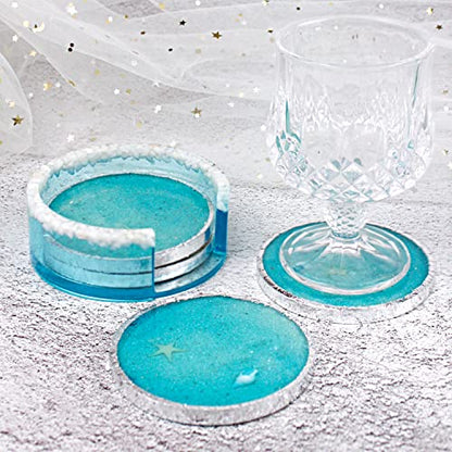 RESINWORLD Resin Coaster Molds Set, Upgrade 10 pcs Silicone Coaster Molds Kit Storage Box Mold for Resin Casting, Square Round Coaster Epoxy Molds