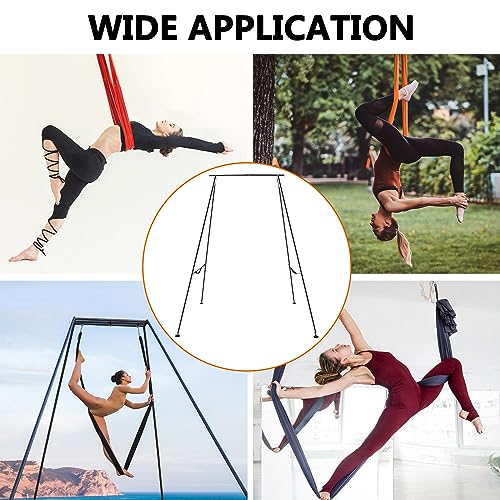TECSPEC 9.6 FT/115.3 Inch Adjustable Height Aerial Yoga Frame & Hammock, Professional Swing Stand with 18 FT/33FT Aerial Silk, 550lbs Max Capacity - color: Light Purple