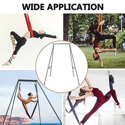 TECSPEC 9.6 FT/115.3 Inch Adjustable Height Aerial Yoga Frame & Hammock, Professional Swing Stand with 18 FT/33FT Aerial Silk, 550lbs Max Capacity - color: Light Purple