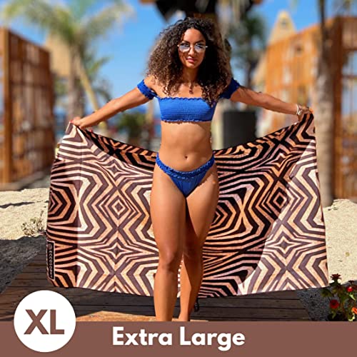 ECCOSOPHY Microfiber Beach Towel - Quick Dry, Sand Free and Oversized 71x35 | Super absorbent, lightweight, swimming, gym, extra large, pool, cruise, camping, yoga, travel, compact, carry bag, vacation - color: Kenya